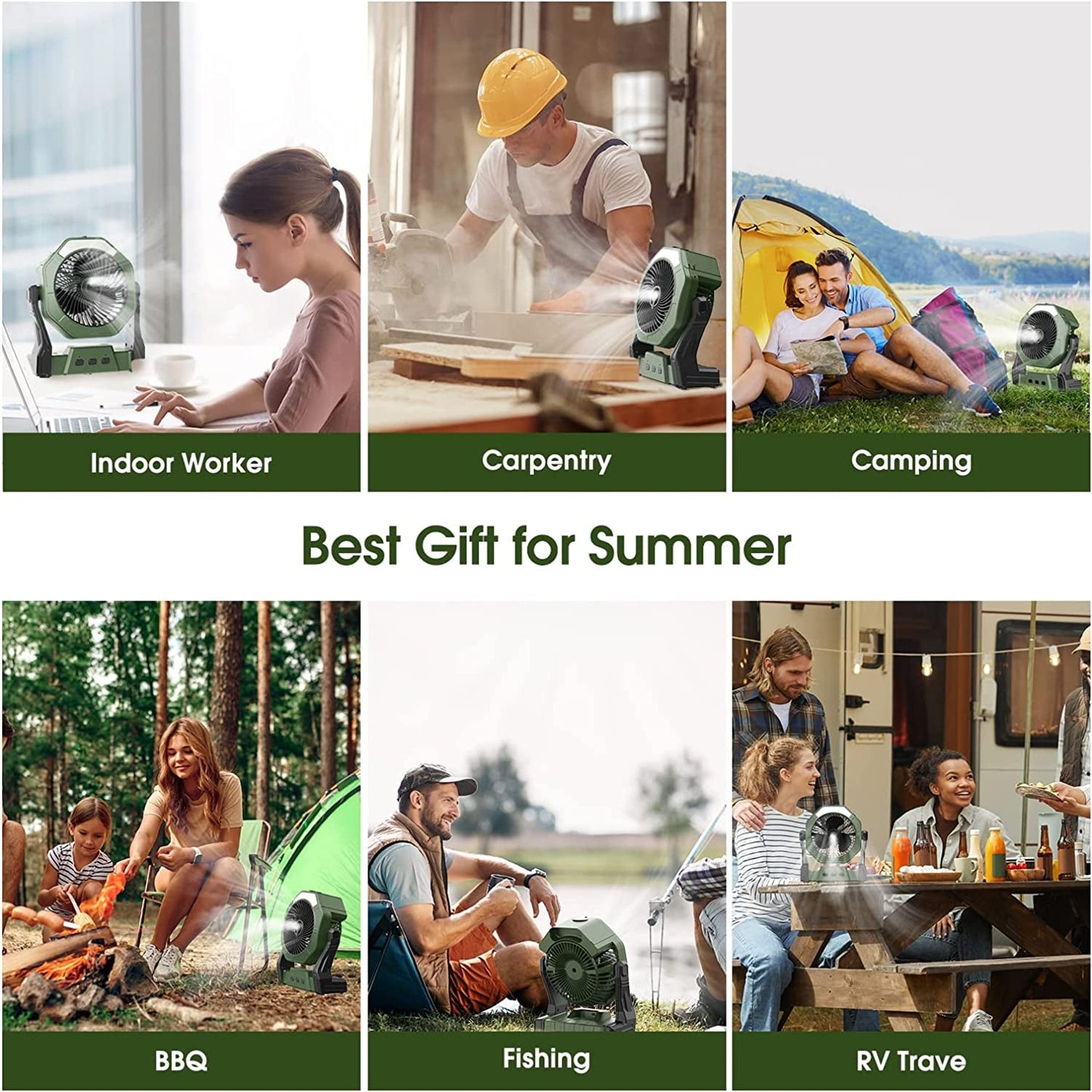 Premium Misting Fan, 8-Inch 10000Mah Rechargeable Battery Operated Fan