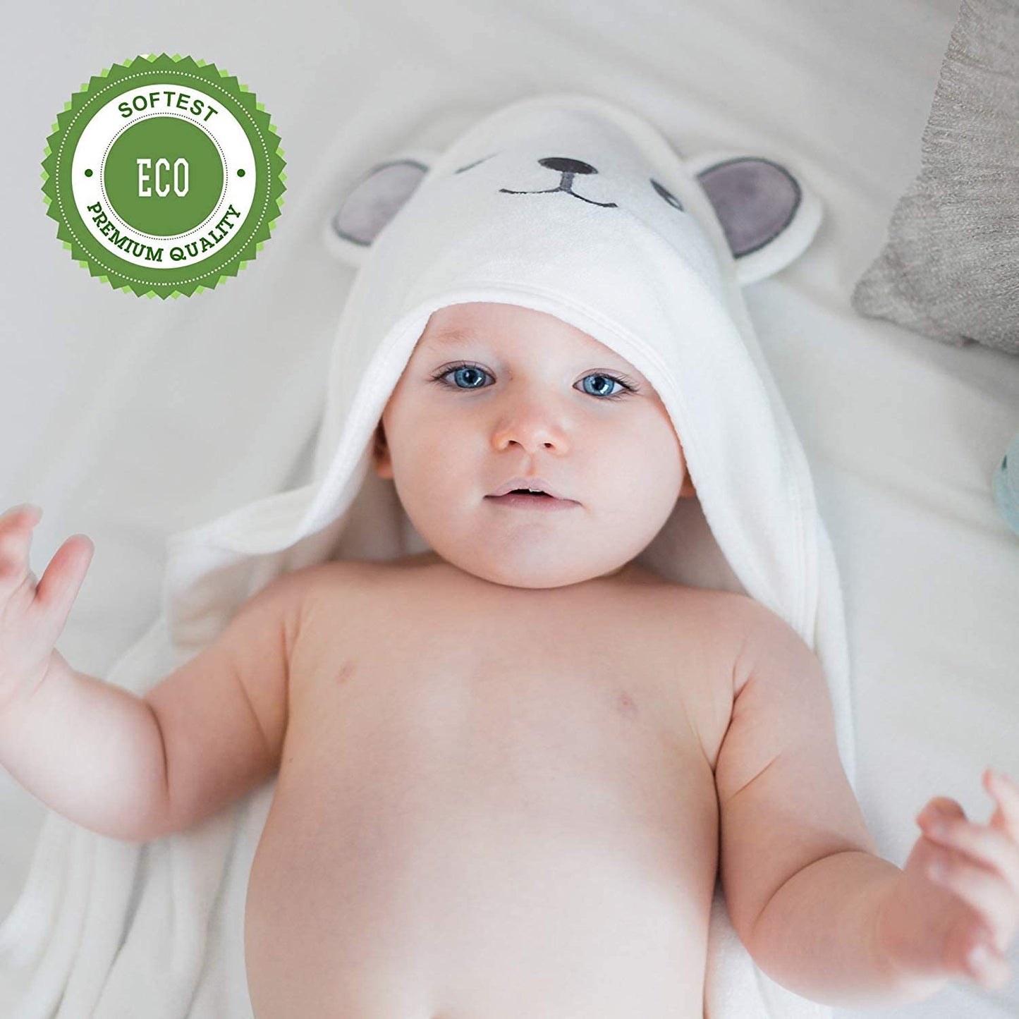 Premium Hooded Baby Towel - Soft Bath Towel with Bear Ears for Babie, Toddler, Infant - Ultra Absorbent