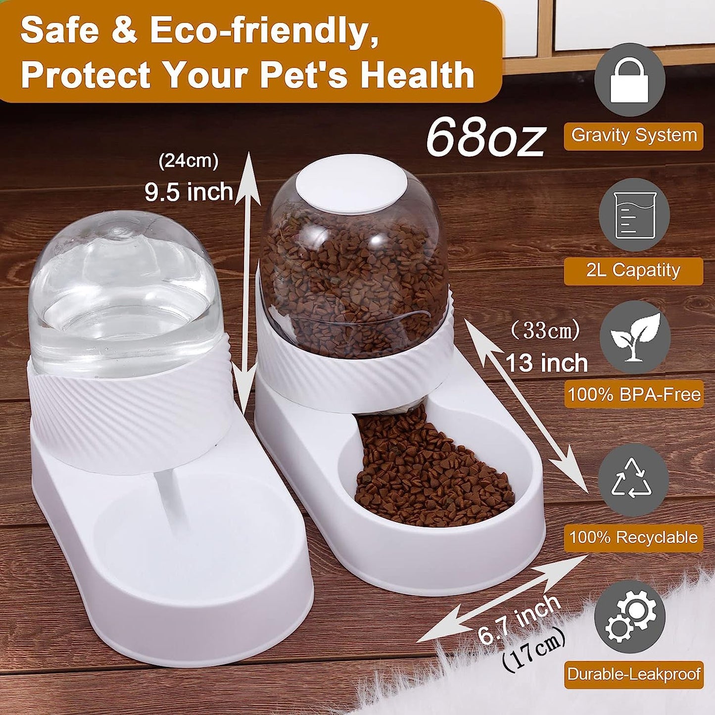 Premium Dog Cat Feeder and Water Dispenser Set