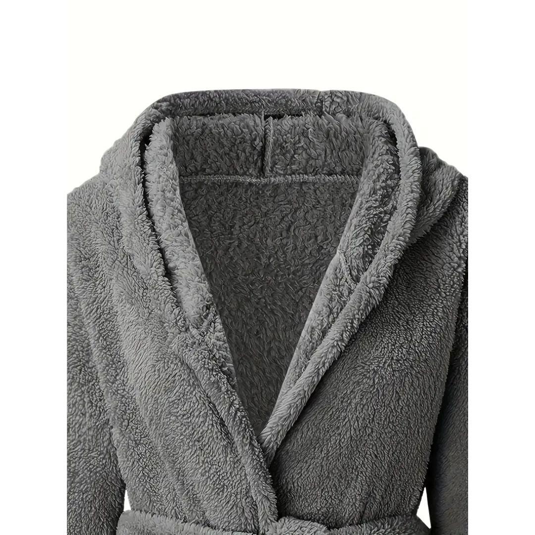 Premium Winter Plush Hooded Bathrobe