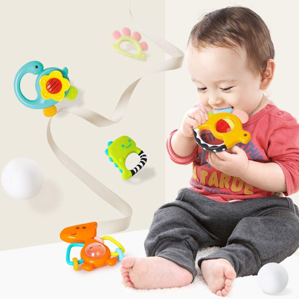 Premium Baby Rattles, Infant Shaker, Newborn Grab N Shake Rattle, Sensory Teether, Development Learning Teeth Toy
