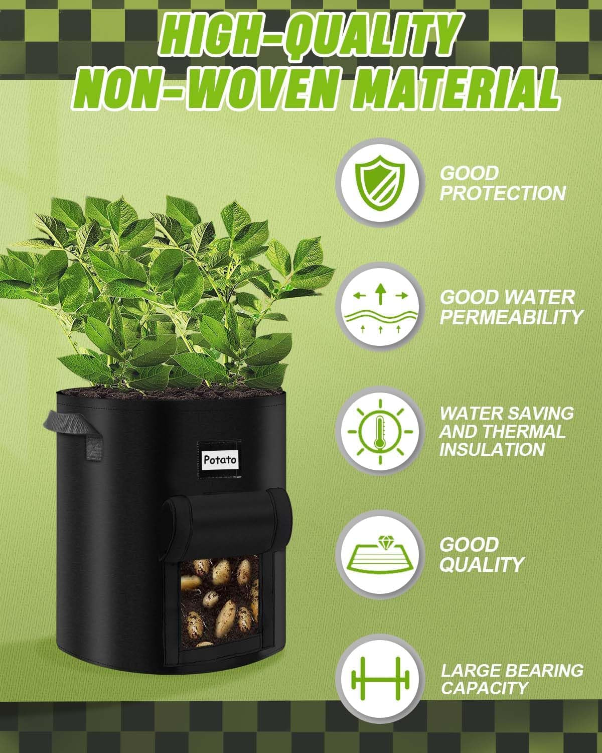 Premium Pack 10 Gallon Plant Grow Bags