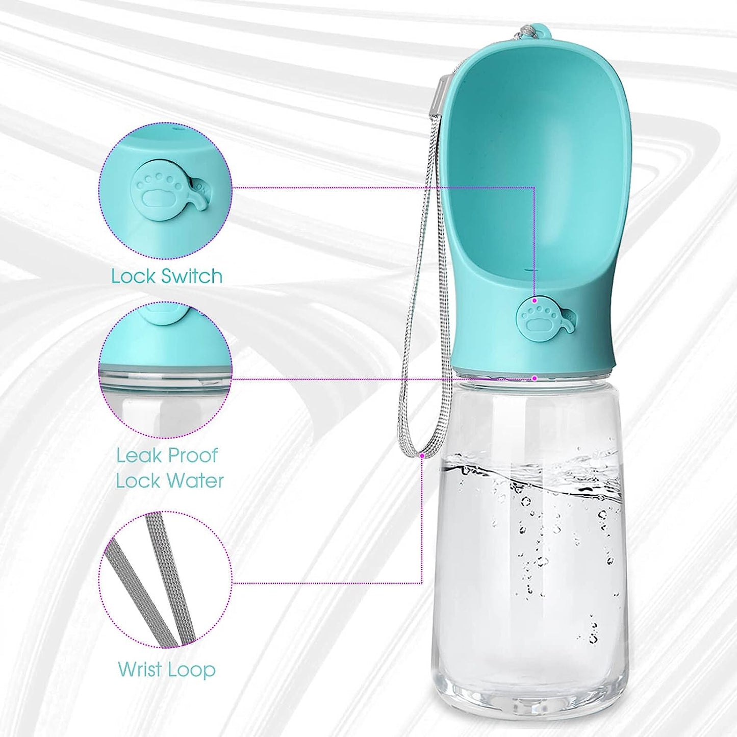 Premium Water Bottle, Leak Proof Portable Puppy Water Dispenser with Drinking Feeder