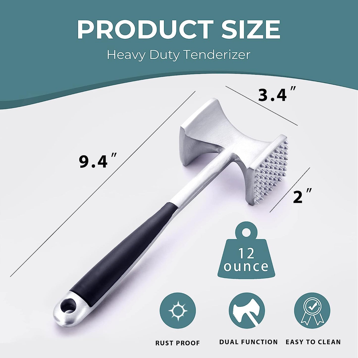 Premium Tenderizer Hammer with Comfortable-Grip Handle