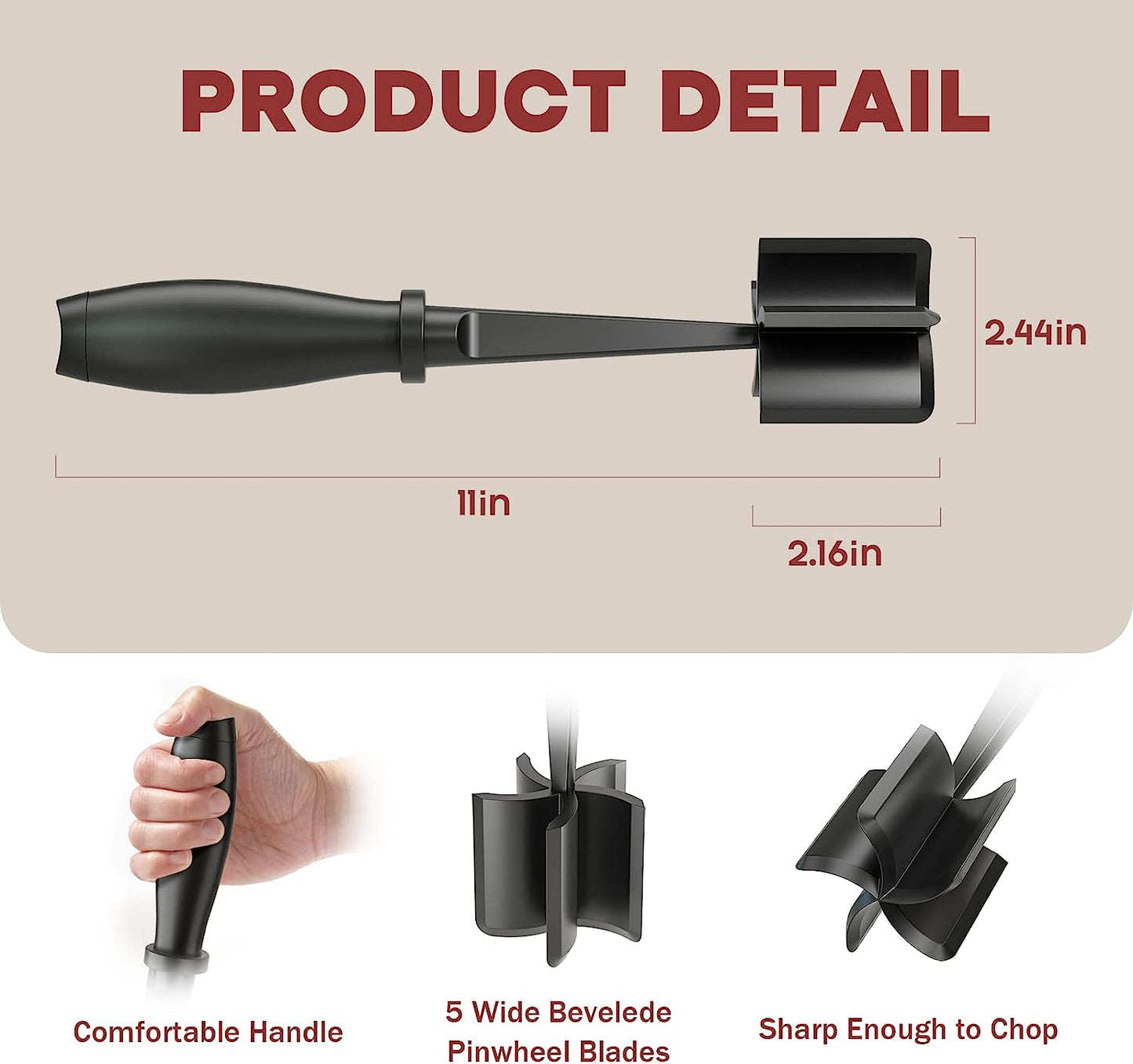 Premium Chopper, Hamburger Chopper, Premium Heat Resistant Masher and Smasher for Hamburger Meat