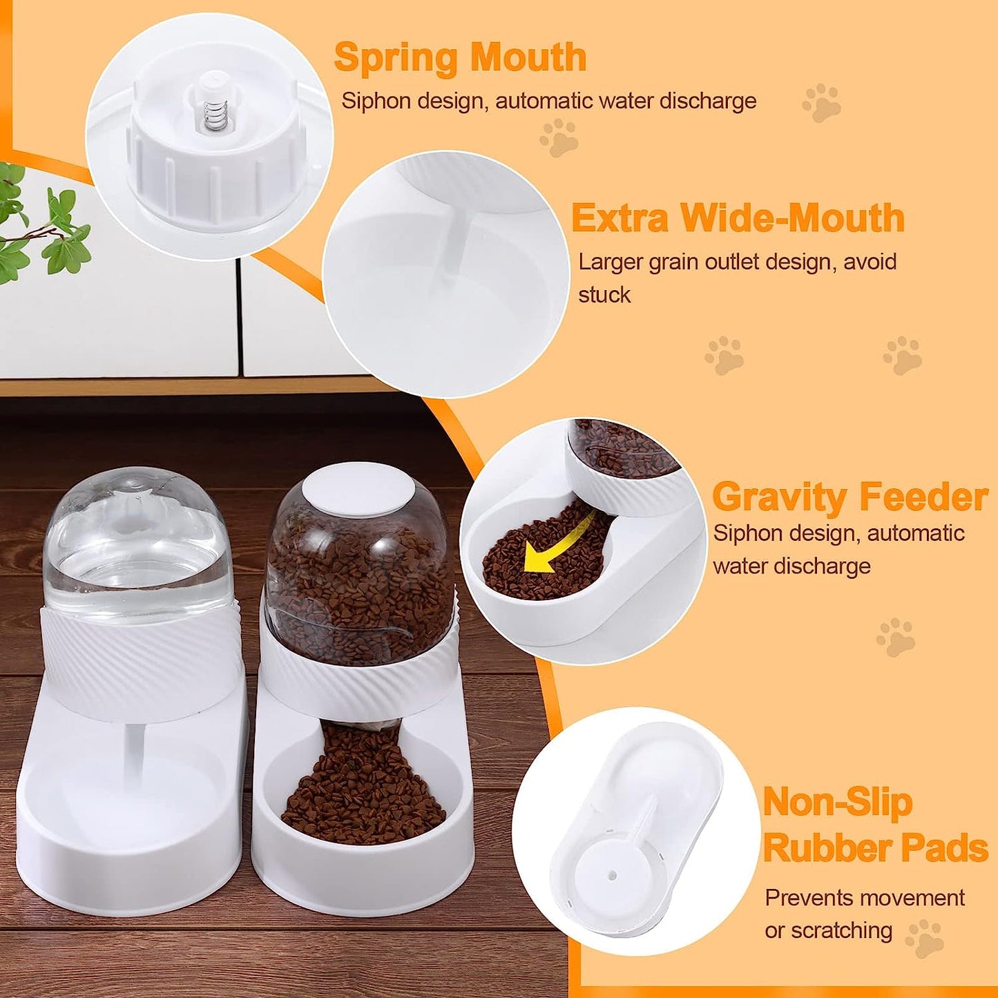Premium Dog Cat Feeder and Water Dispenser Set