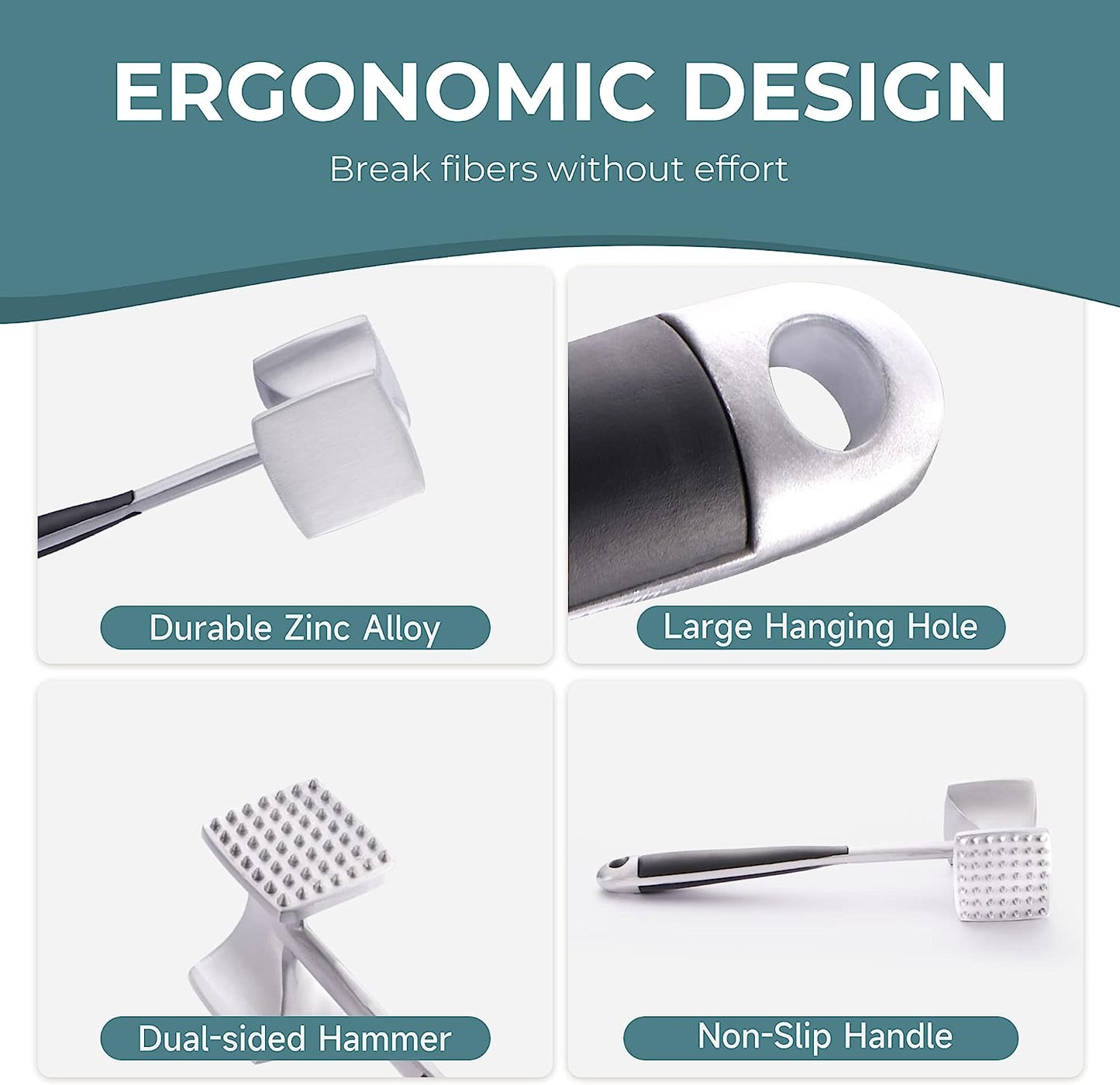 Premium Tenderizer Hammer with Comfortable-Grip Handle
