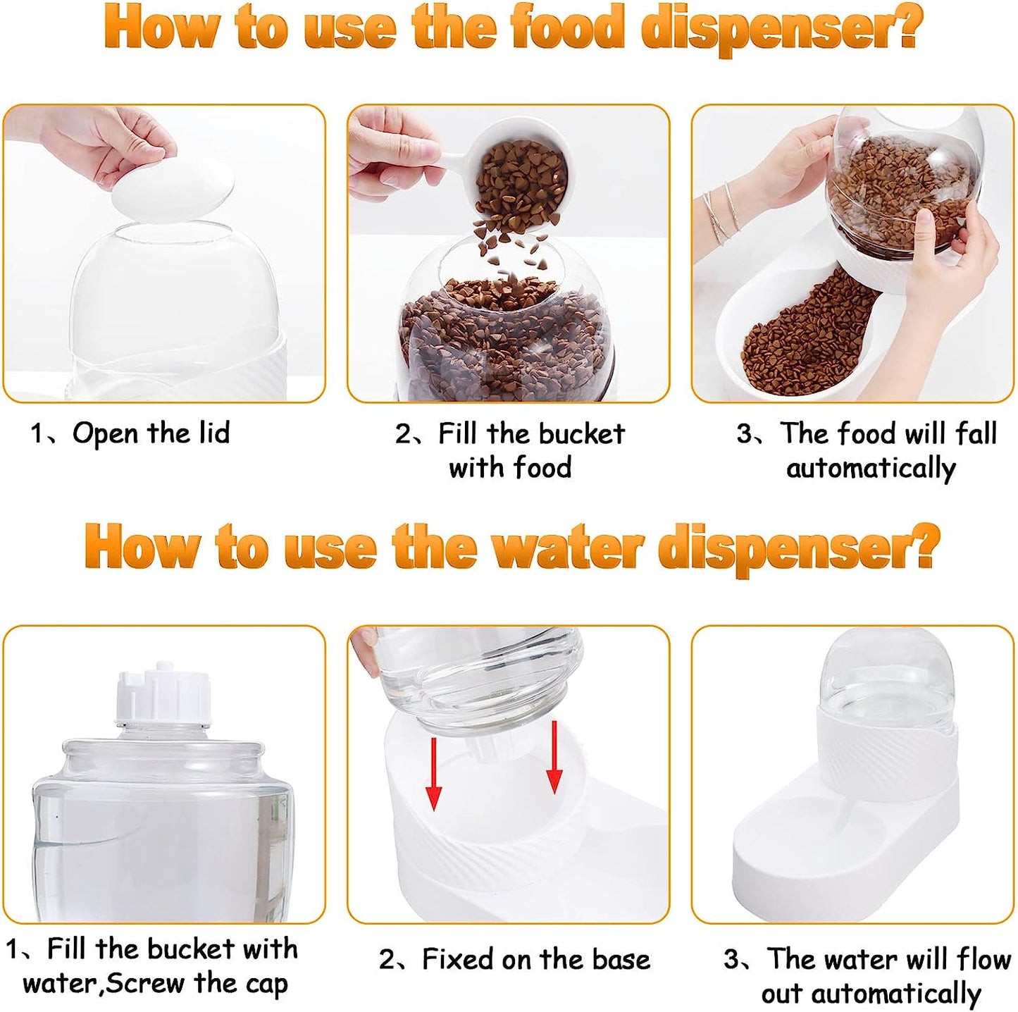 Premium Dog Cat Feeder and Water Dispenser Set