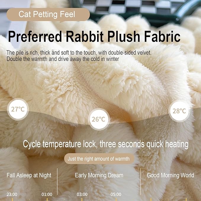 Premium Faux Rabbit Fur Throw Blanket + 2 Pillowcases