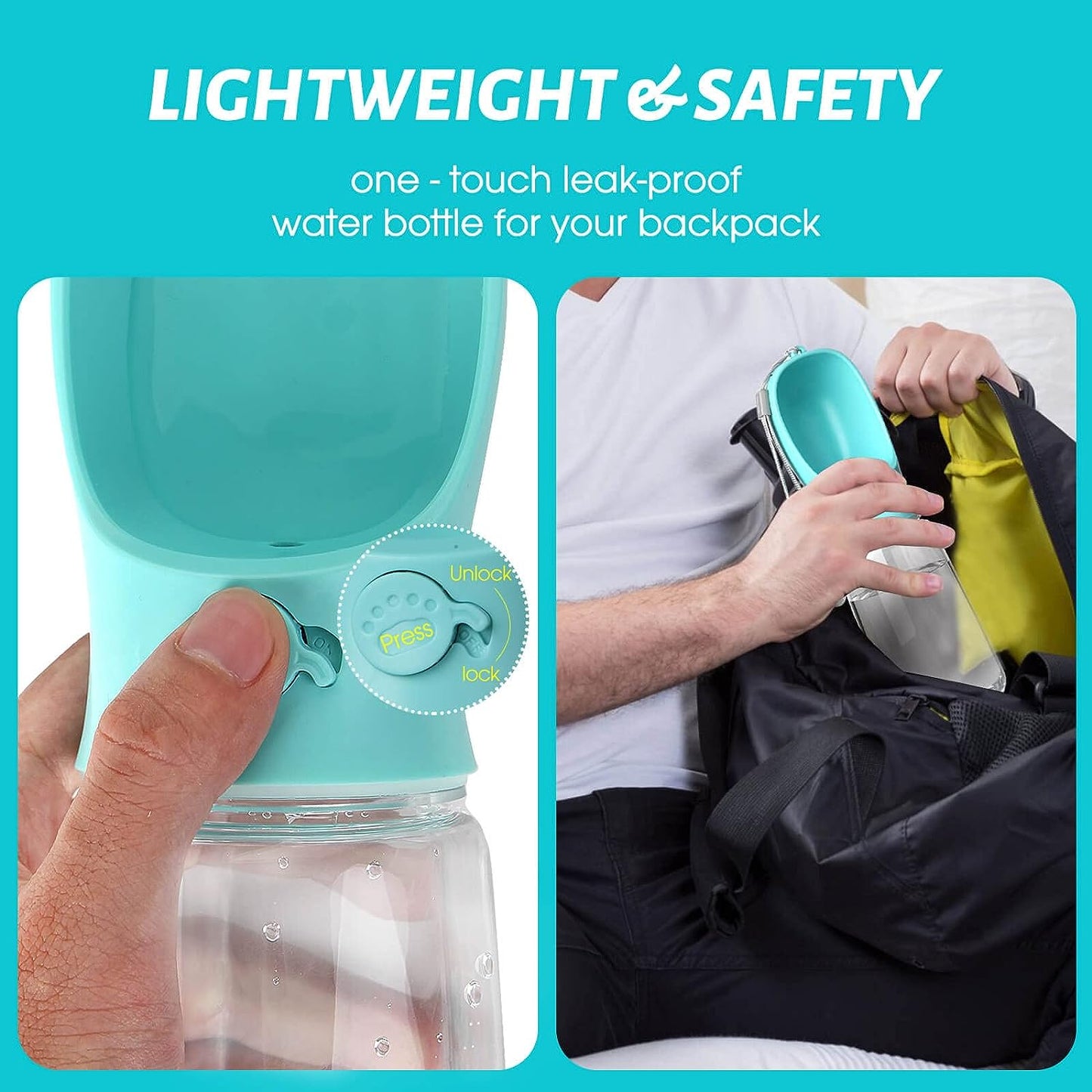 Premium Water Bottle, Leak Proof Portable Puppy Water Dispenser with Drinking Feeder