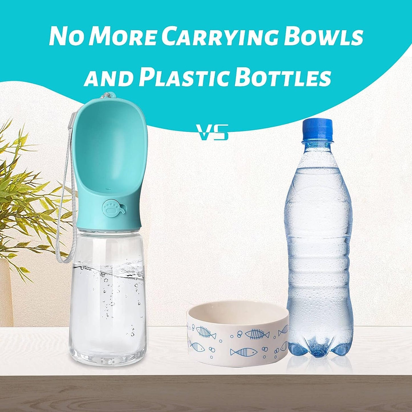 Premium Water Bottle, Leak Proof Portable Puppy Water Dispenser with Drinking Feeder