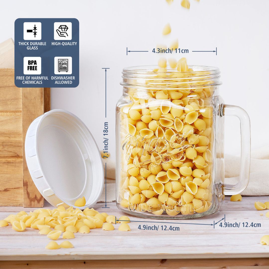 Premium Pcs 74 Oz Super Large Mason Jars With Glass Handle & Screw Lid