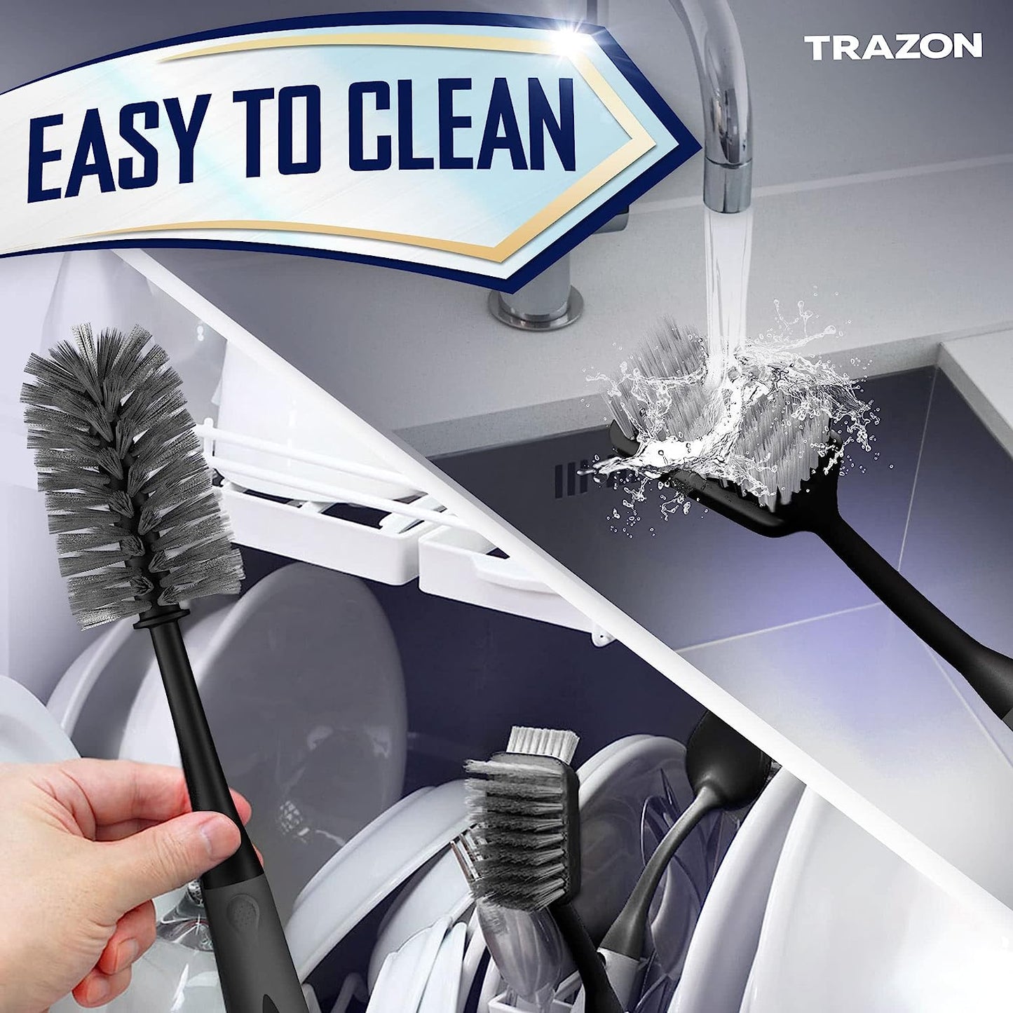 Premium Brush Set of 4 with Bottle Water Brush, Dish Scrub Brush, Scrubber Brush and Straw Brush