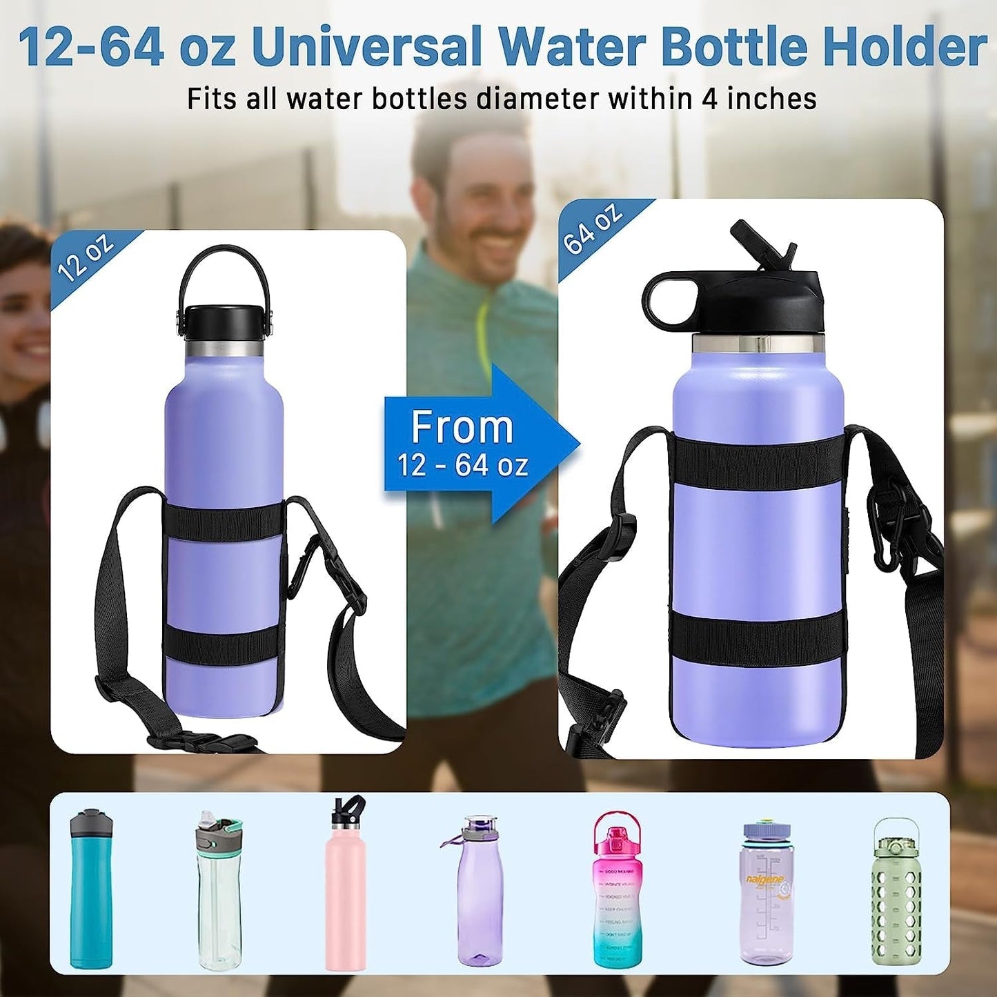 Premium Strap, for 12/25/32/40/64 Oz Universal/Hydro Flask Water Bottles