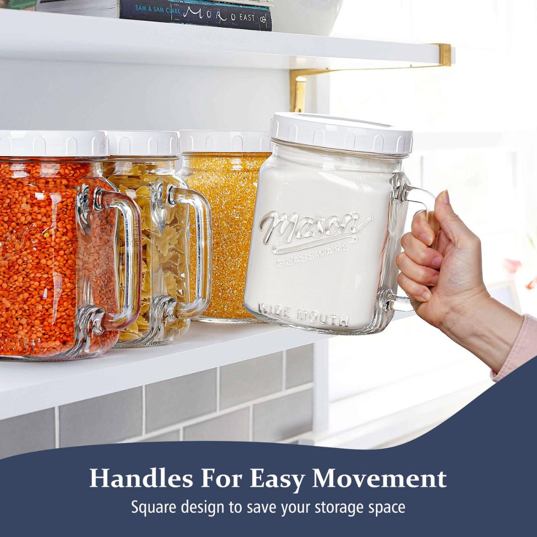 Premium Pcs 74 Oz Super Large Mason Jars With Glass Handle & Screw Lid