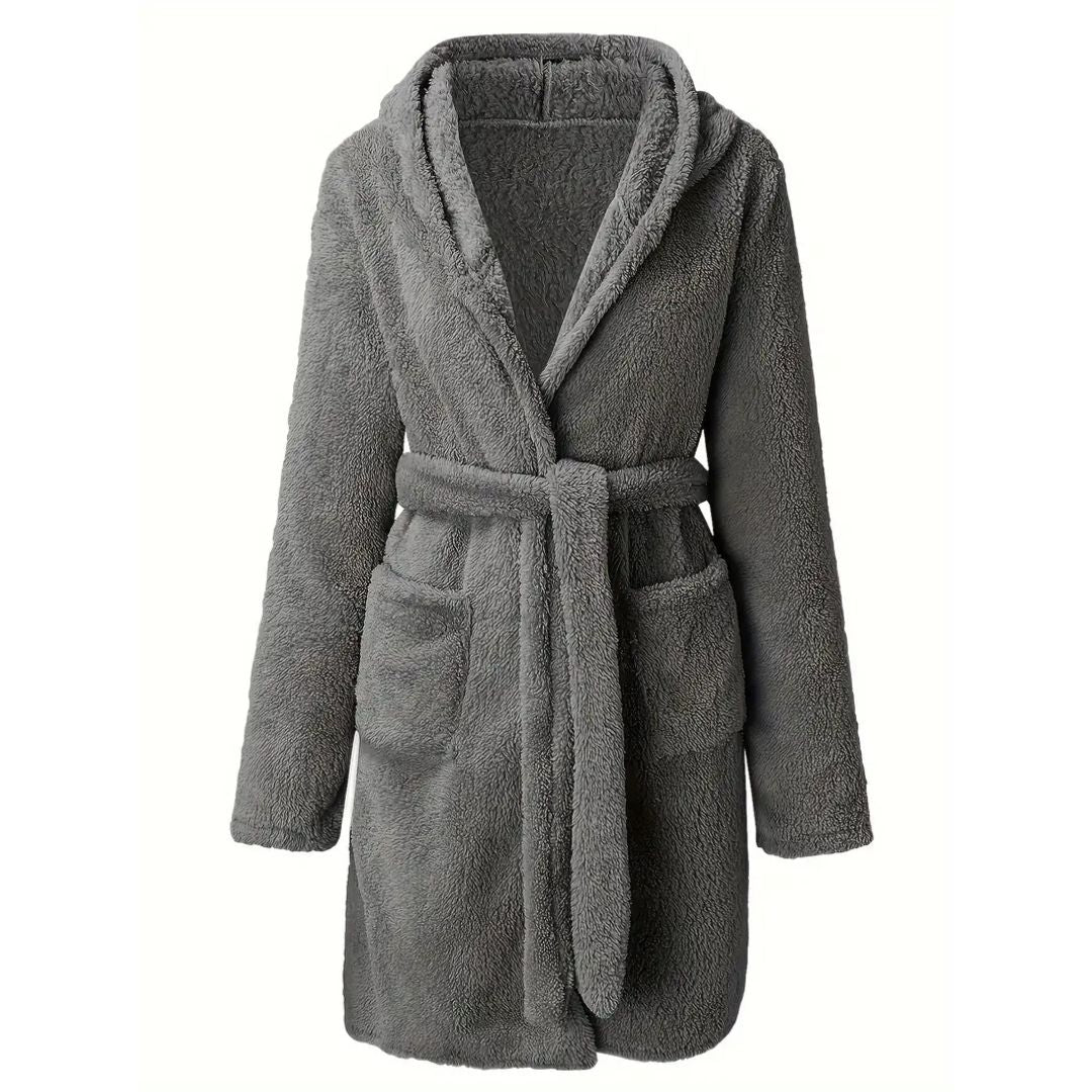 Premium Winter Plush Hooded Bathrobe