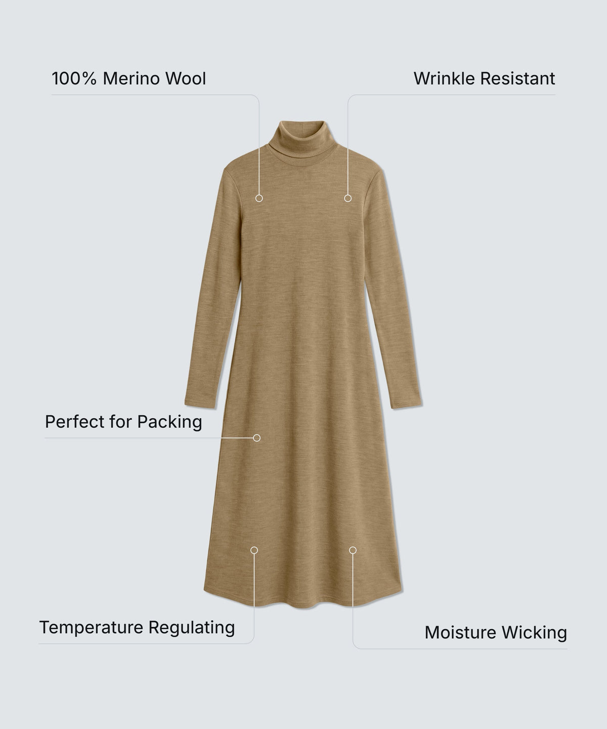 Women’s Merino Long Sleeve Turtleneck Dress
