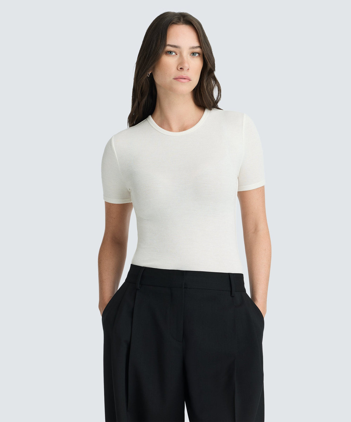 Women's Rib Fitted Crew Neck T-Shirt