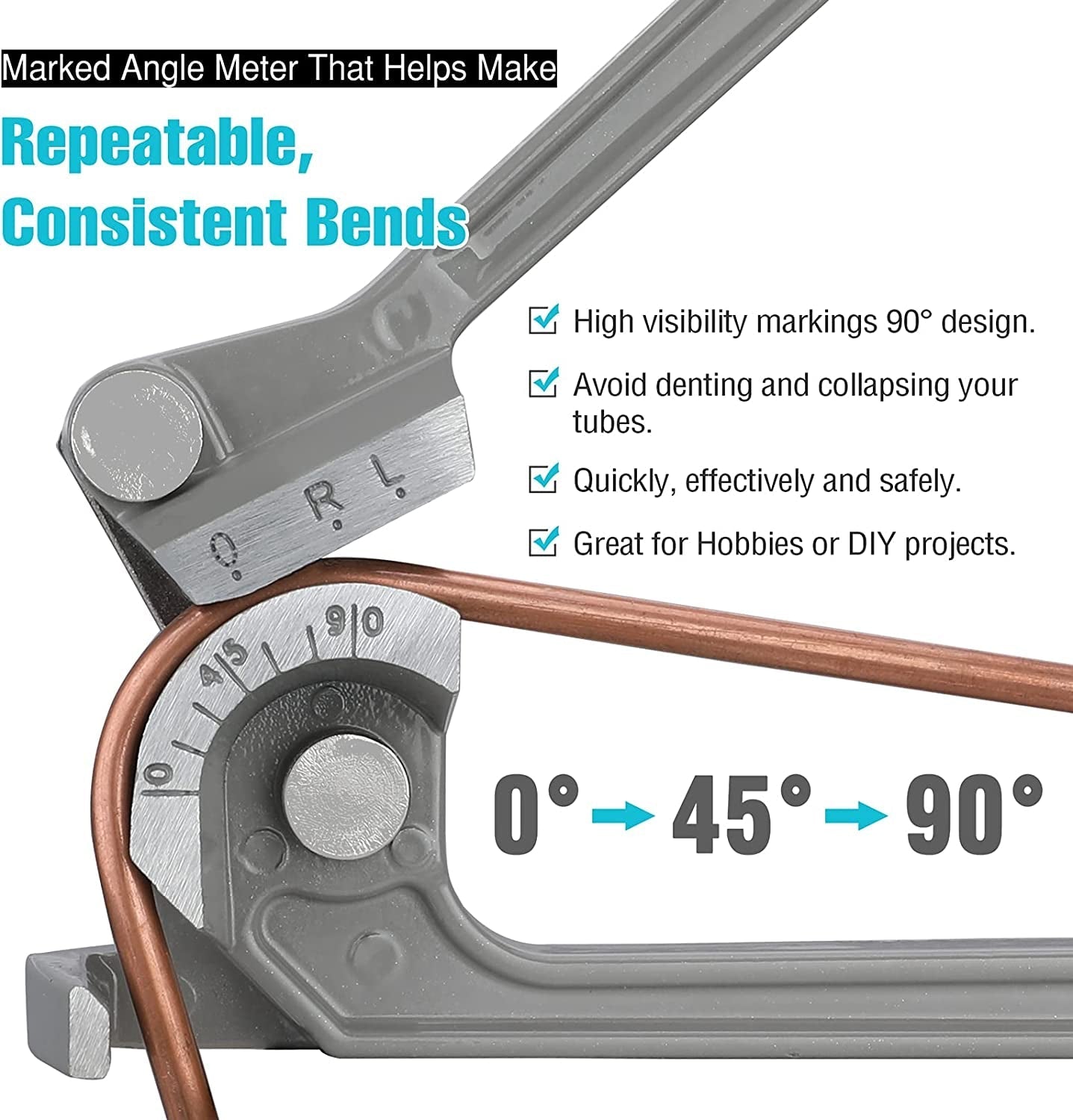 Premium Bender, Pipe Bender, 3-IN-1, 1/4", 5/16", 3/8", for Copper, Brass, Aluminum and Thin Steel Pipes