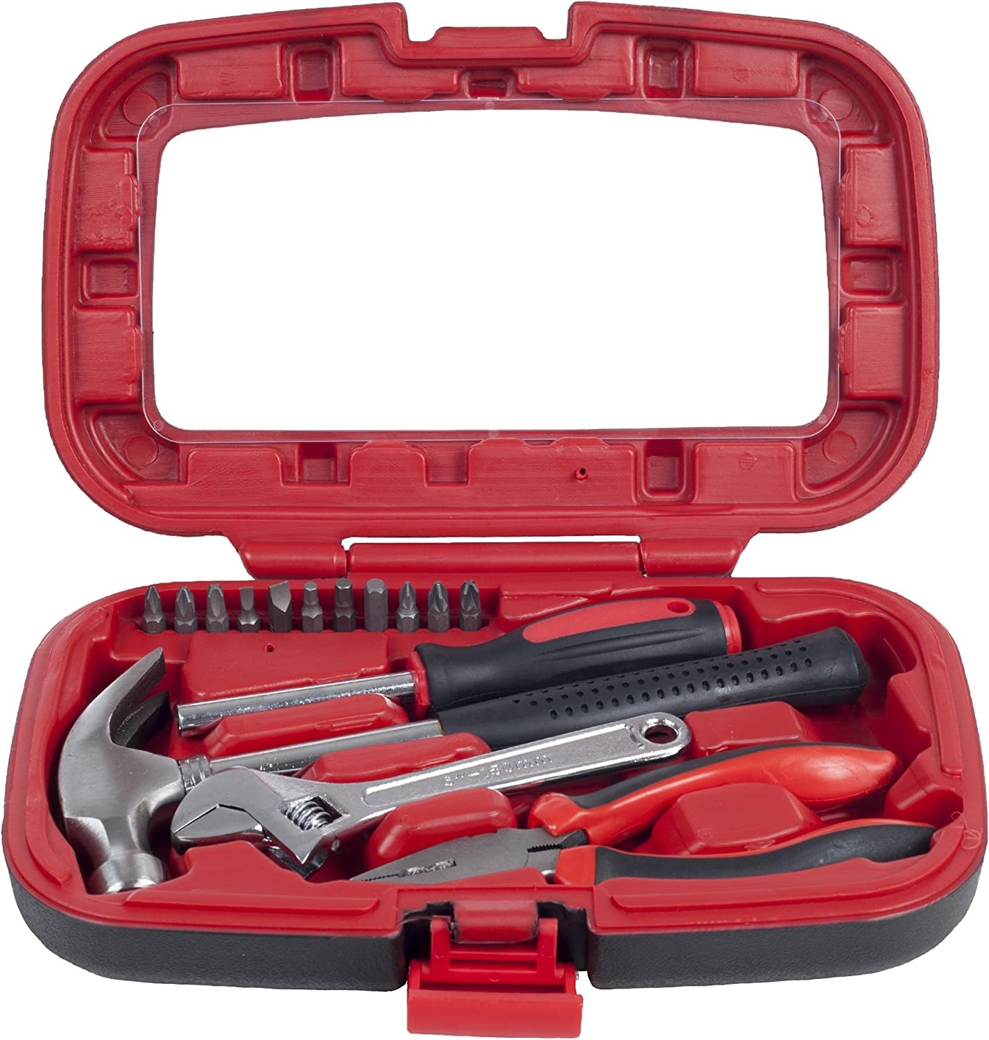 Premium Household Hand Tools Essentials Set in Durable Plastic Carrying Case for Home