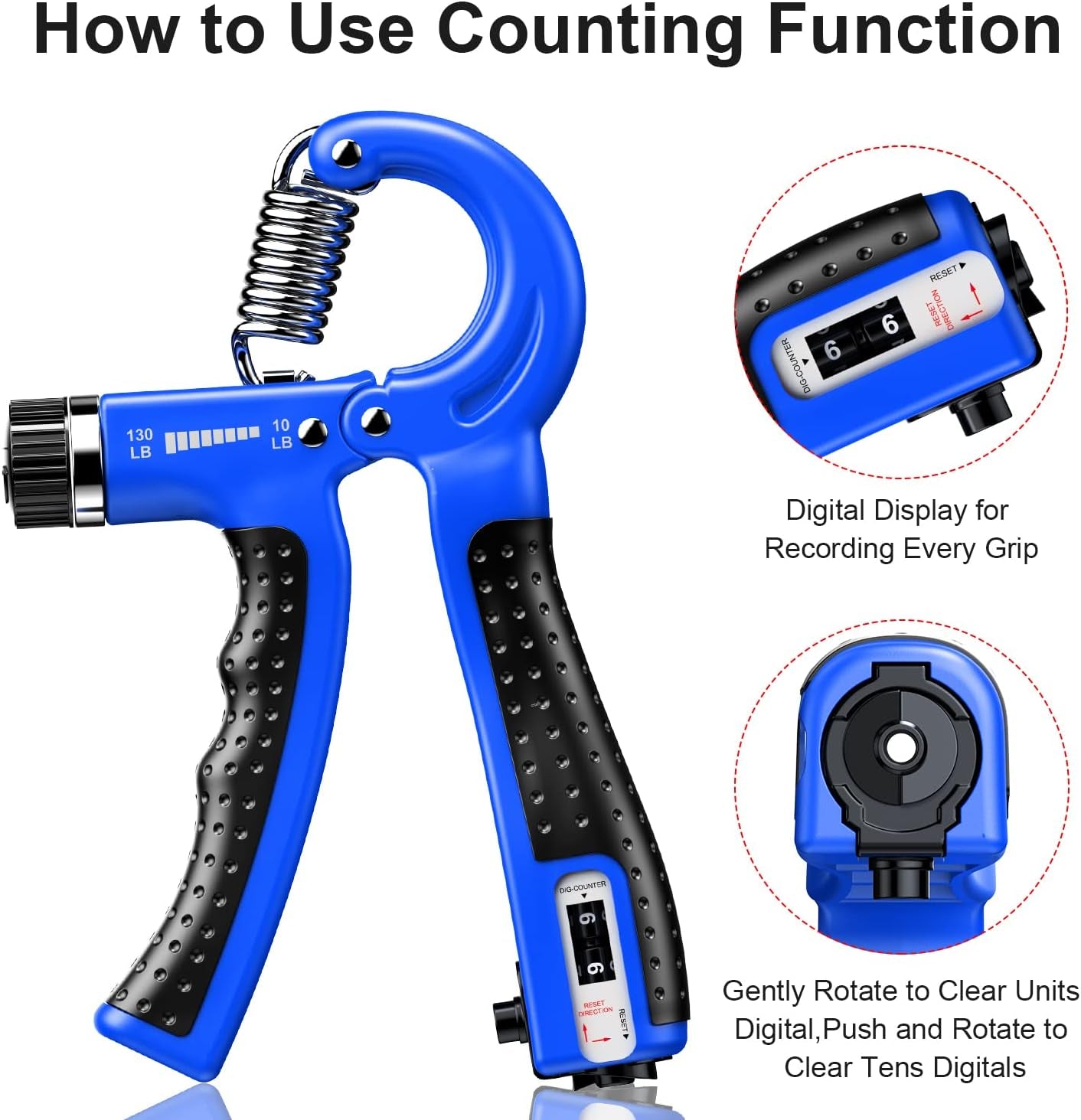Premium Grip Strengthener 2 Pack Adjustable Resistance 10-130 lbs Forearm Exerciser