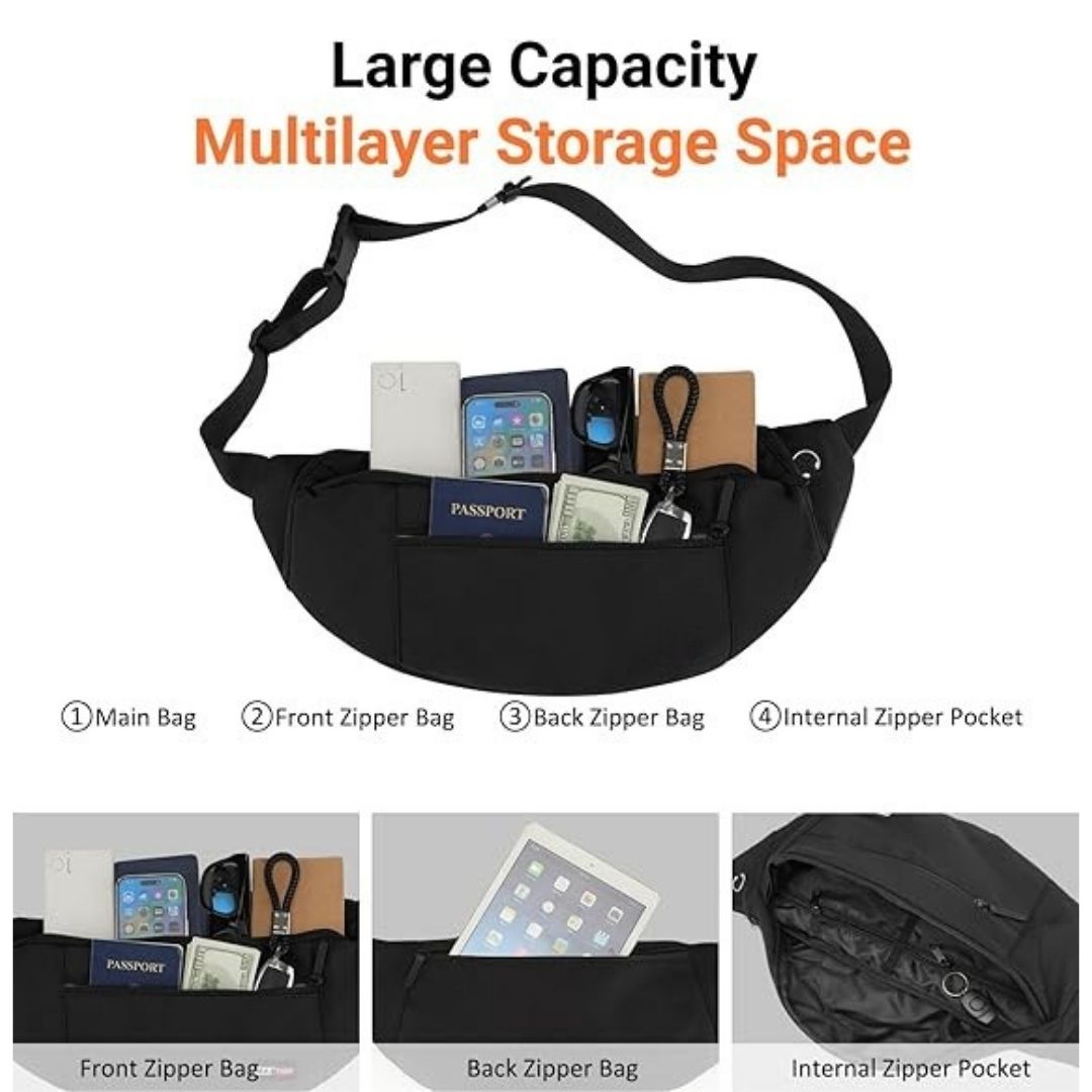 Premium Crossbody Fanny Pack With 4-Zipper