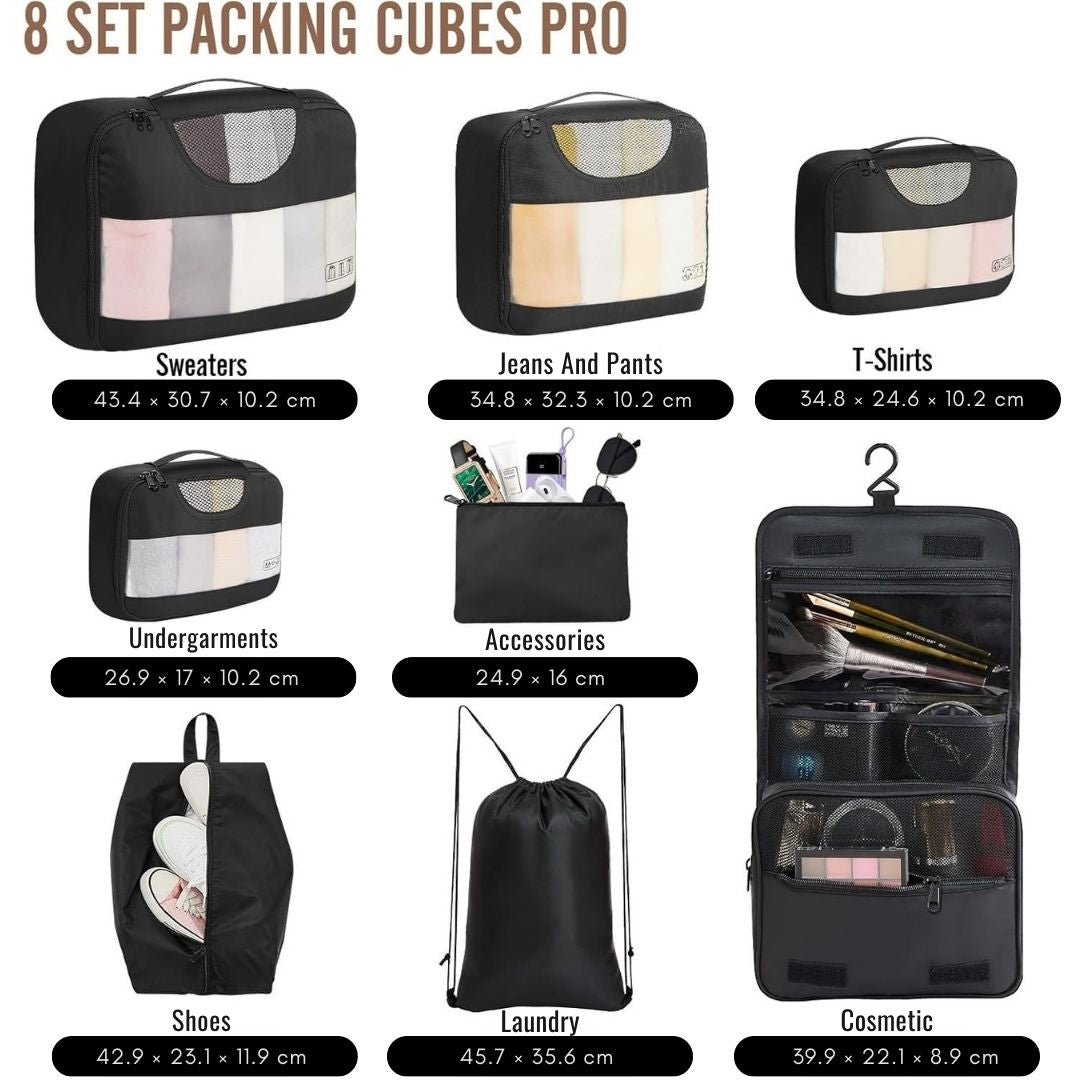 Premium Set Packing Cubes for Travel